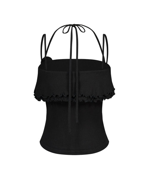 RUFFLE SLEEVELESS - 4 COLORS BLACK