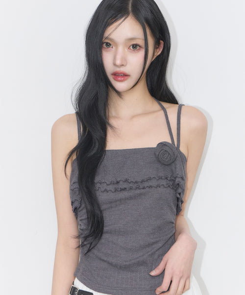 RUFFLE SLEEVELESS - 4 COLORS CHARCOAL