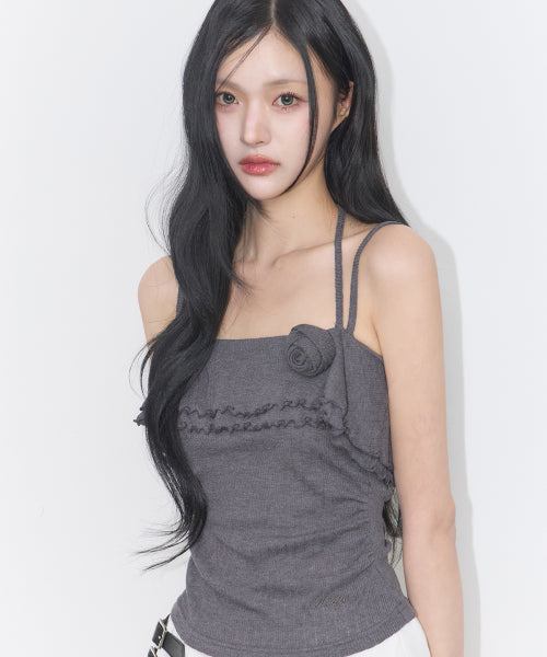 RUFFLE SLEEVELESS - 4 COLORS CHARCOAL