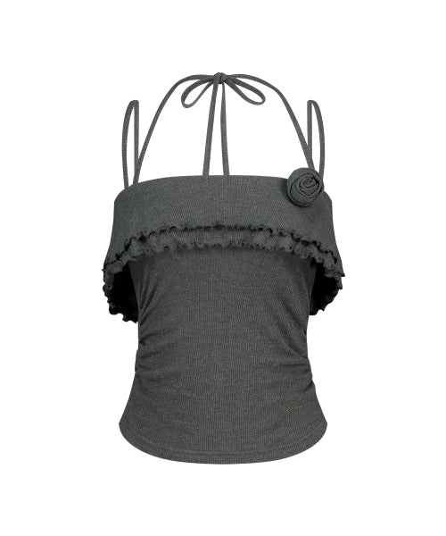 RUFFLE SLEEVELESS - 4 COLORS CHARCOAL