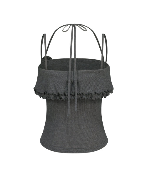 RUFFLE SLEEVELESS - 4 COLORS CHARCOAL