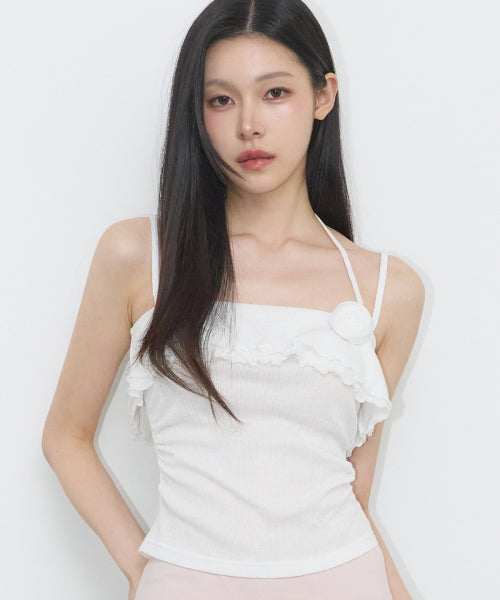 RUFFLE SLEEVELESS - 4 COLORS WHITE