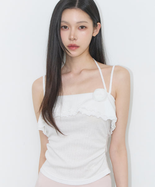 RUFFLE SLEEVELESS - 4 COLORS WHITE