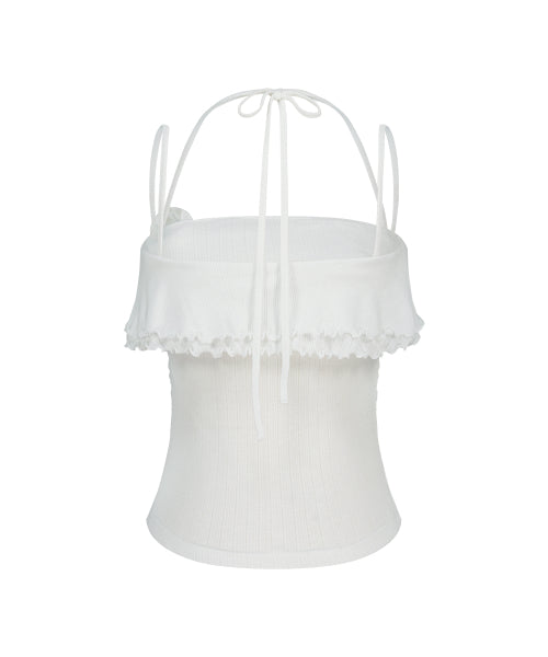 RUFFLE SLEEVELESS - 4 COLORS WHITE