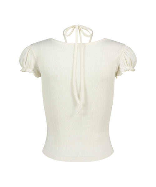 SHIRRING HALTER TOP PINK - 3 COLORS IVORY