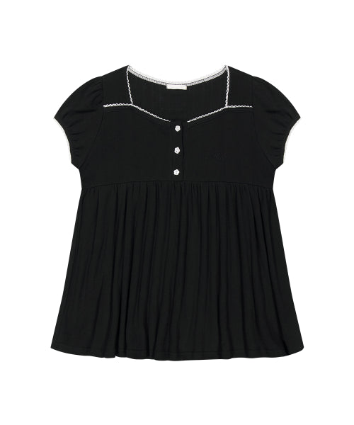 SHIRRING TOP BROWN - 4 COLORS BLACK