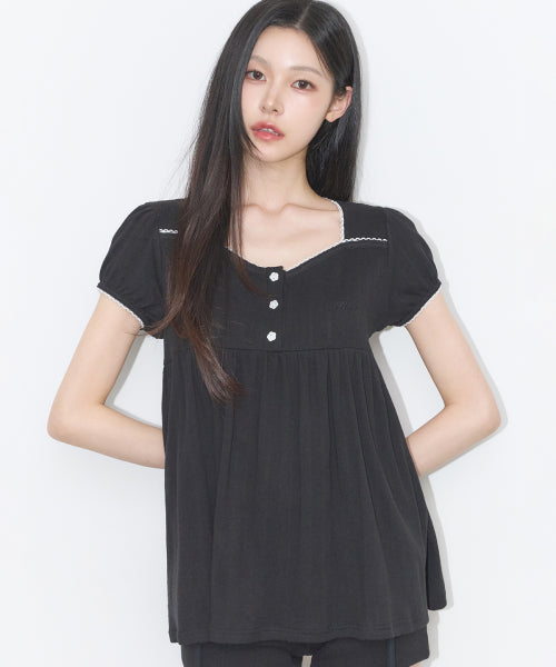 SHIRRING TOP BROWN - 4 COLORS BLACK