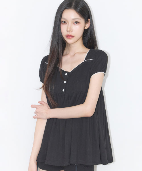 SHIRRING TOP BROWN - 4 COLORS BLACK