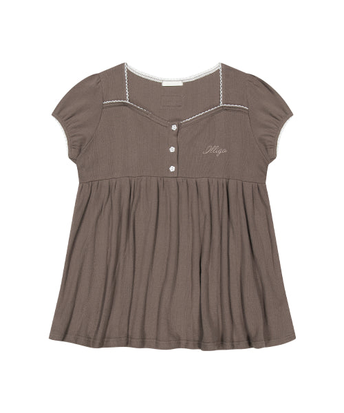SHIRRING TOP BROWN - 4 COLORS BROWN