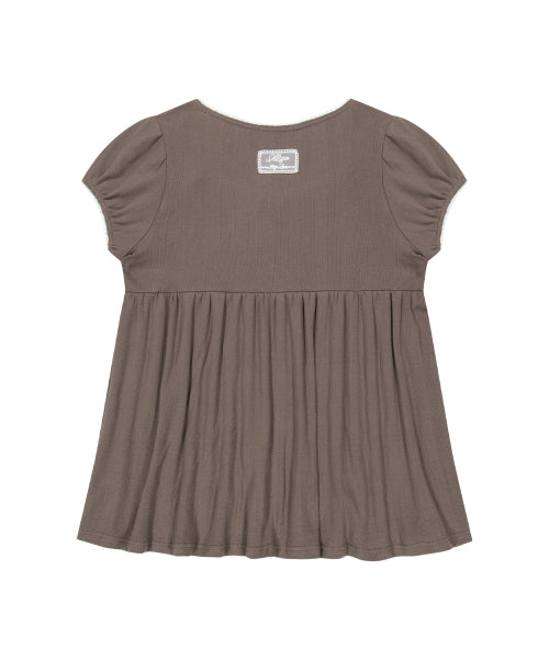 SHIRRING TOP BROWN - 4 COLORS BROWN