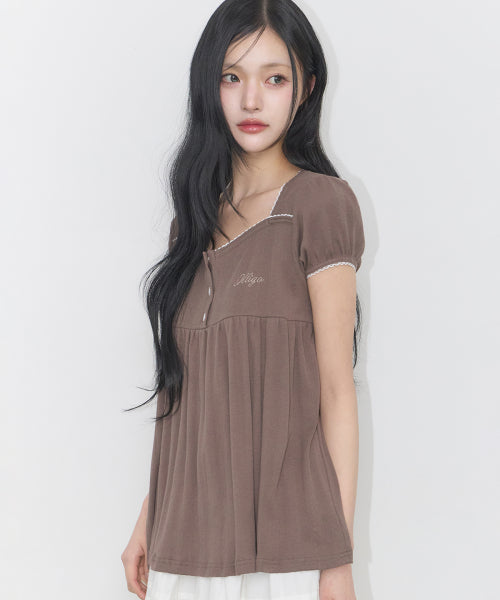SHIRRING TOP BROWN - 4 COLORS BROWN