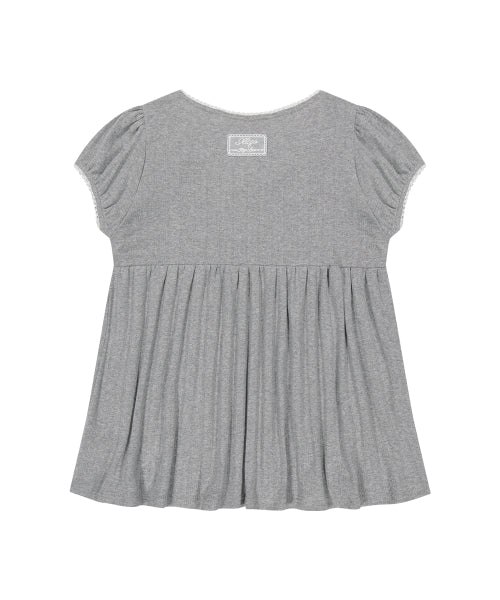 SHIRRING TOP BROWN - 4 COLORS MELANGE GREY