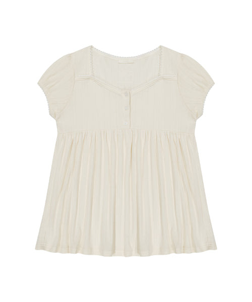SHIRRING TOP BROWN - 4 COLORS CREAM