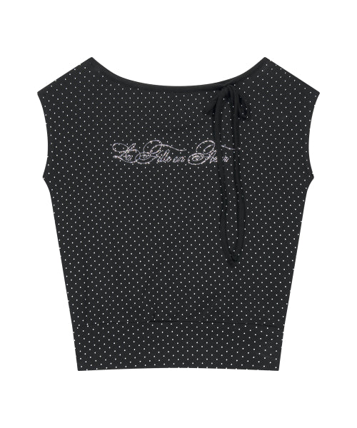 DOT BOAT NECK TOP WHITE - 2 COLORS BLACK