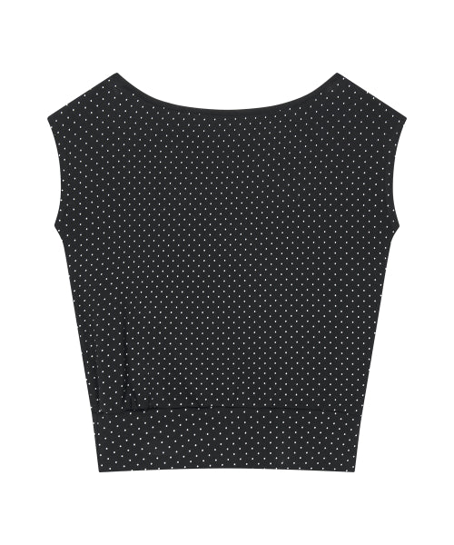 DOT BOAT NECK TOP WHITE - 2 COLORS BLACK