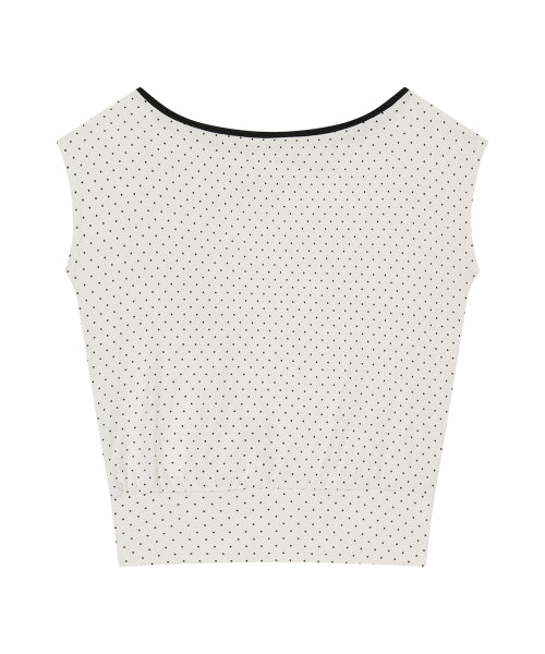 DOT BOAT NECK TOP WHITE - 2 COLORS WHITE