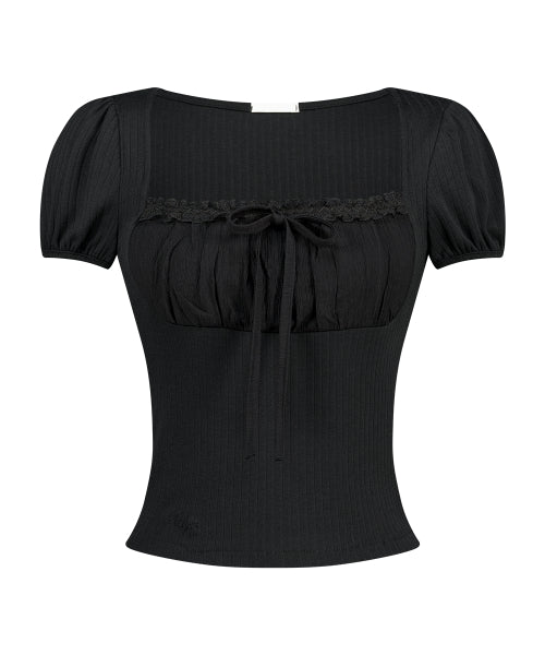 LACE SQUARE NECK BLACK BLACK