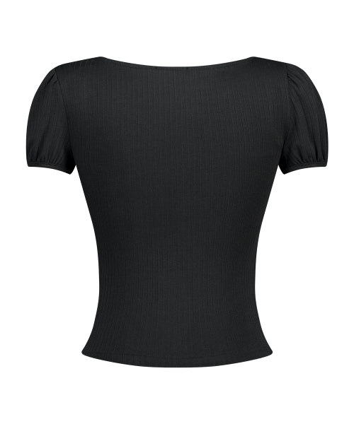 LACE SQUARE NECK BLACK BLACK