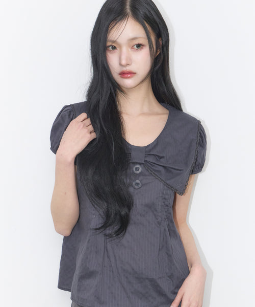 COLLAR BLOUSE - 4 COLORS CHARCOAL