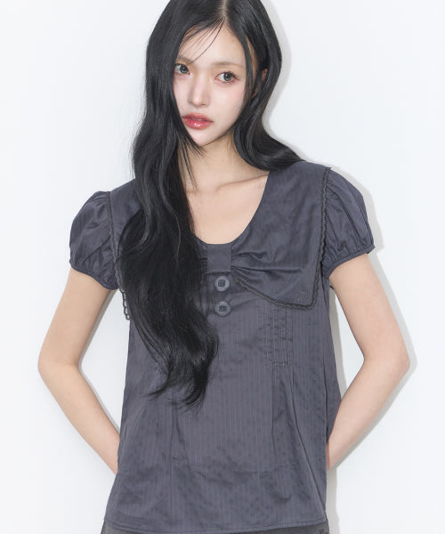 COLLAR BLOUSE - 4 COLORS CHARCOAL