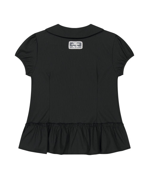 POCKET RUFFLE BLOUSE - 4 COLORS BLACK