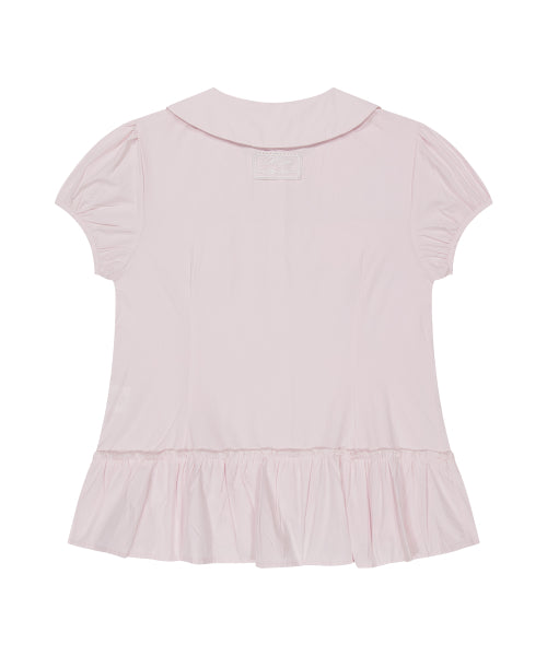 POCKET RUFFLE BLOUSE - 4 COLORS PINK