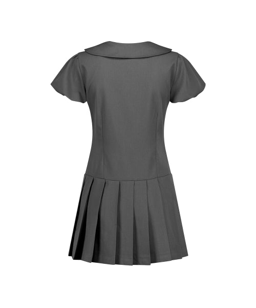 ROSE PLEATS MINI DRESS - 3 COLORS CHARCOAL