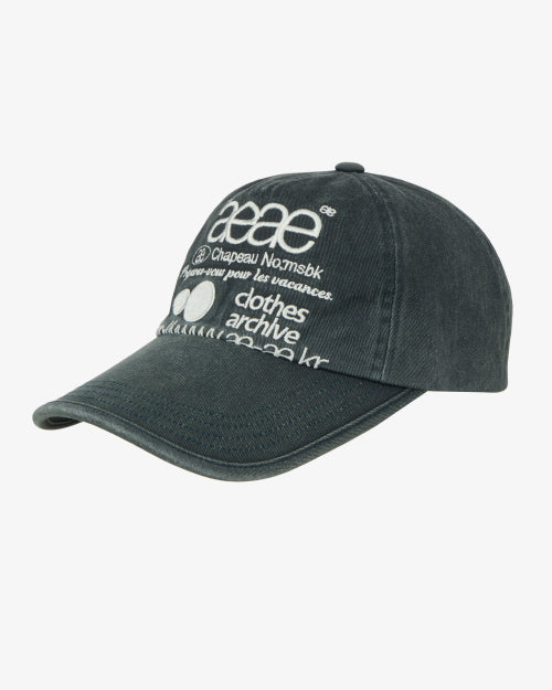 WEB LOGO WASHED 5 PANNEL BALL CAP - 4 COLORS NAVY