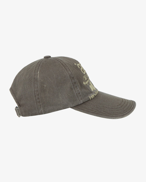 WEB LOGO WASHED 5 PANNEL BALL CAP - 4 COLORS BROWN