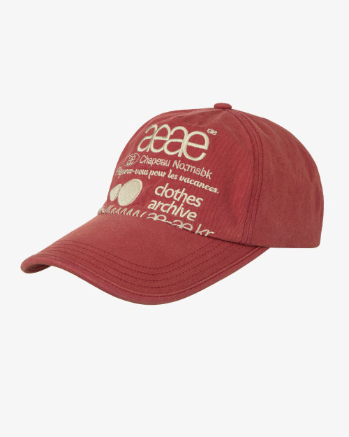 WEB LOGO WASHED 5 PANNEL BALL CAP - 4 COLORS RED