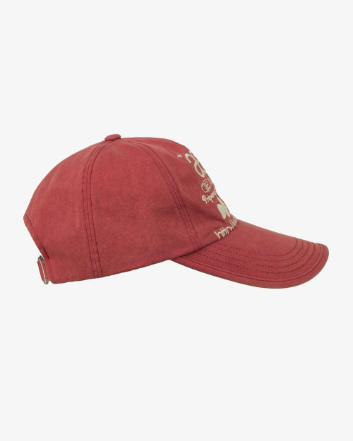 WEB LOGO WASHED 5 PANNEL BALL CAP - 4 COLORS RED