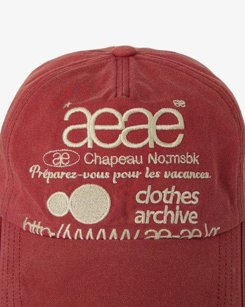 WEB LOGO WASHED 5 PANNEL BALL CAP - 4 COLORS RED