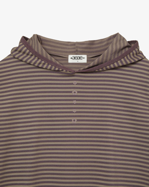 STRIPE HALF SLEEVE HOODIE - 3 COLORS PURPLE