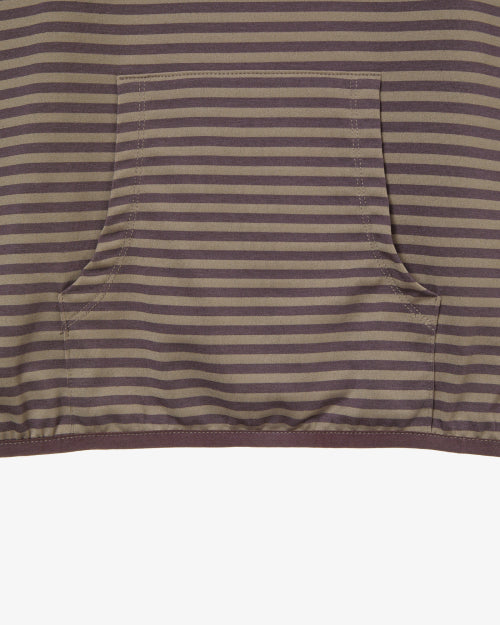 STRIPE HALF SLEEVE HOODIE - 3 COLORS PURPLE