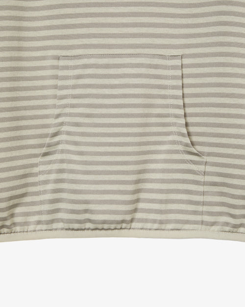 STRIPE HALF SLEEVE HOODIE - 3 COLORS BEIGE