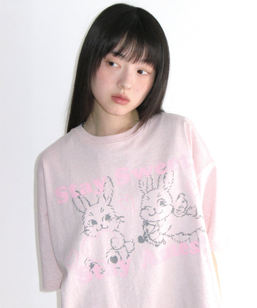 SWEET RABBIT TEE - 2 COLORS PINK
