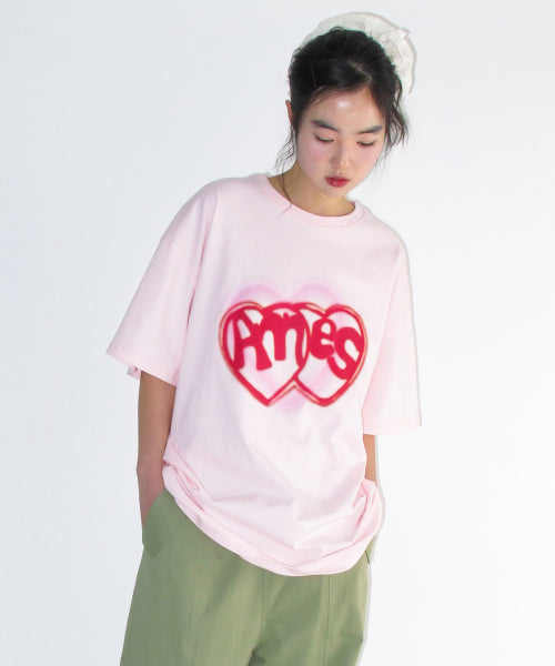 HEART SPRAY TEE - 3 COLORS PINK