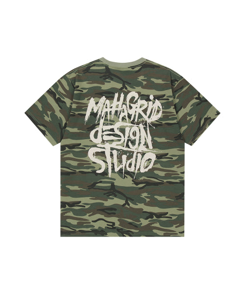 CAMO PATTERN SLASH LOGO TEE GREEN