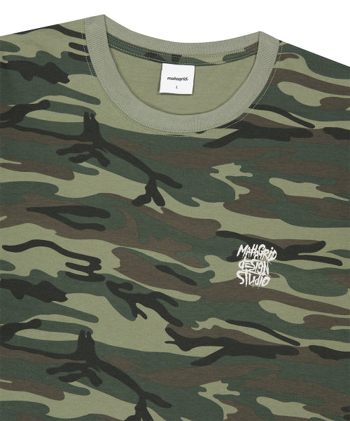 CAMO PATTERN SLASH LOGO TEE GREEN