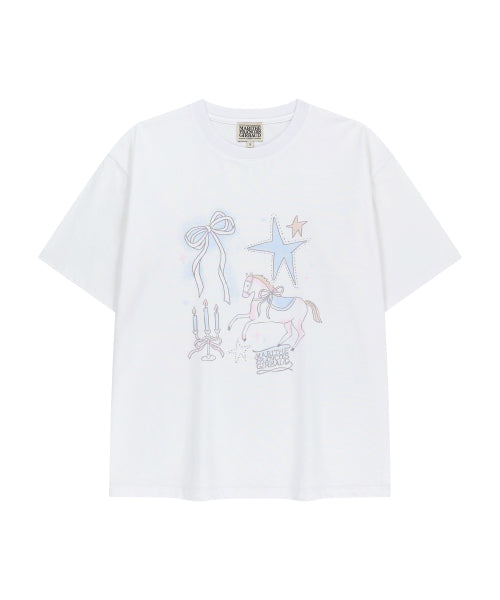 W UNICORN GRAPHIC OVERSIZED TEE - 2 COLORS WHITE