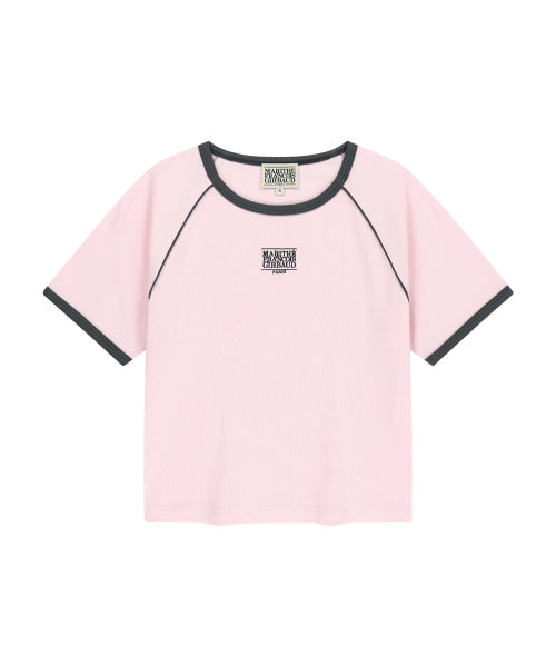 W AEROCOOL SMALL CLASSIC LOGO RINGER SLIM CROP TEE - 3 COLORS PINK