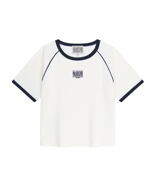 W AEROCOOL SMALL CLASSIC LOGO RINGER SLIM CROP TEE - 3 COLORS IVORY