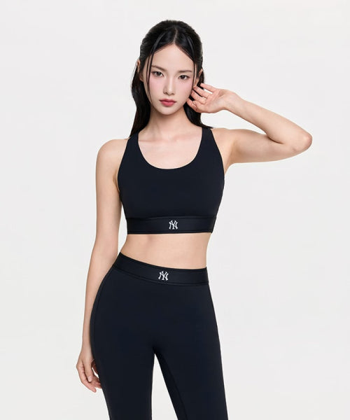 BASIC BAND LOGO POINT CROP TOP NY #KARINA同款! - 2 COLORS BLACK