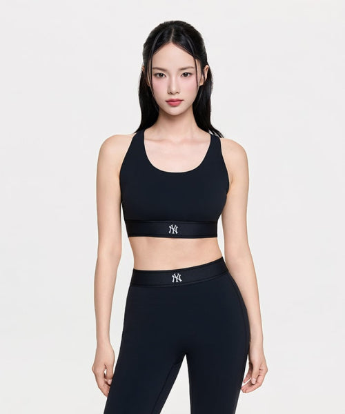 BASIC BAND LOGO POINT CROP TOP NY #KARINA同款! - 2 COLORS BLACK