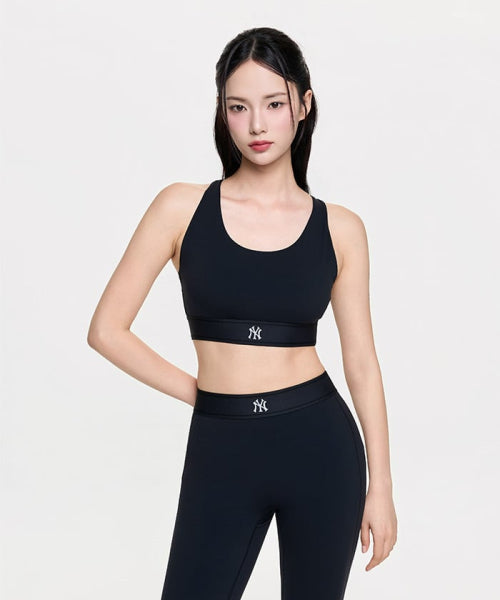BASIC BAND LOGO POINT CROP TOP NY #KARINA同款! - 2 COLORS BLACK