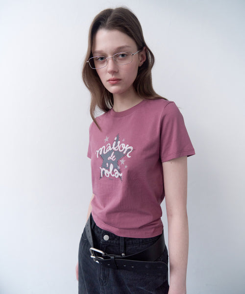 ROLAROLA MAISON DE ROLA STAR GRAPHIC T-SHIRT INDI PINK