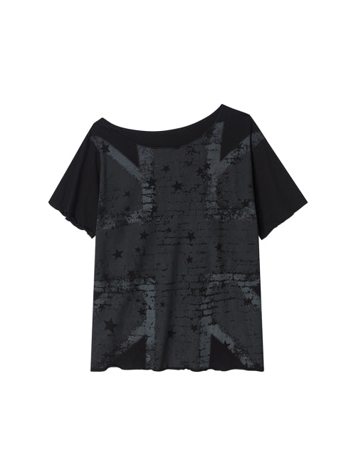 UNIONJACK OFF SHOULDER TEE BLACK - 2 COLORS