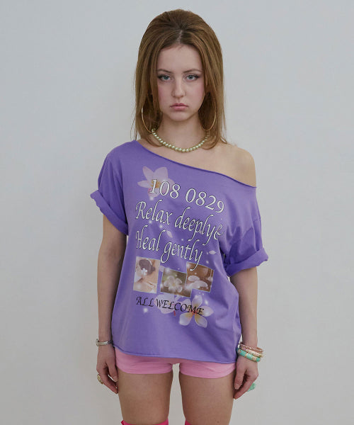 HEALING OFF SHOULDER TEE - 3 COLORS PURPLE