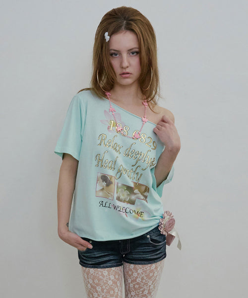 HEALING OFF SHOULDER TEE BABY - 3 COLORS BABY BLUE