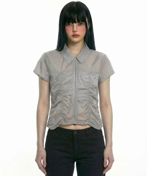 SHIRRING COLLAR - 2 COLORS GREY
